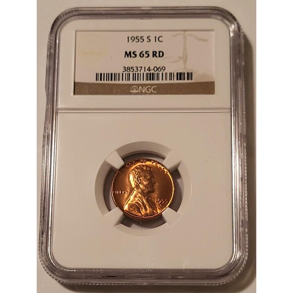 1955 S Lincoln Wheat Cent MS65 RED NGC - Picture 1 of 4